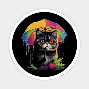 Exotic Shorthair Rainy Day With Umbrella Magnet